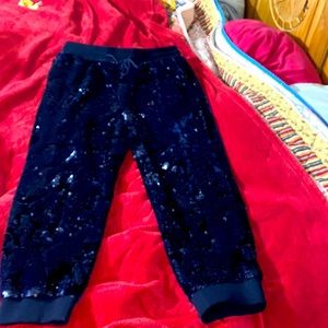 Ett:Twa by Anthropologie Navy sequin joggers draw string pants.